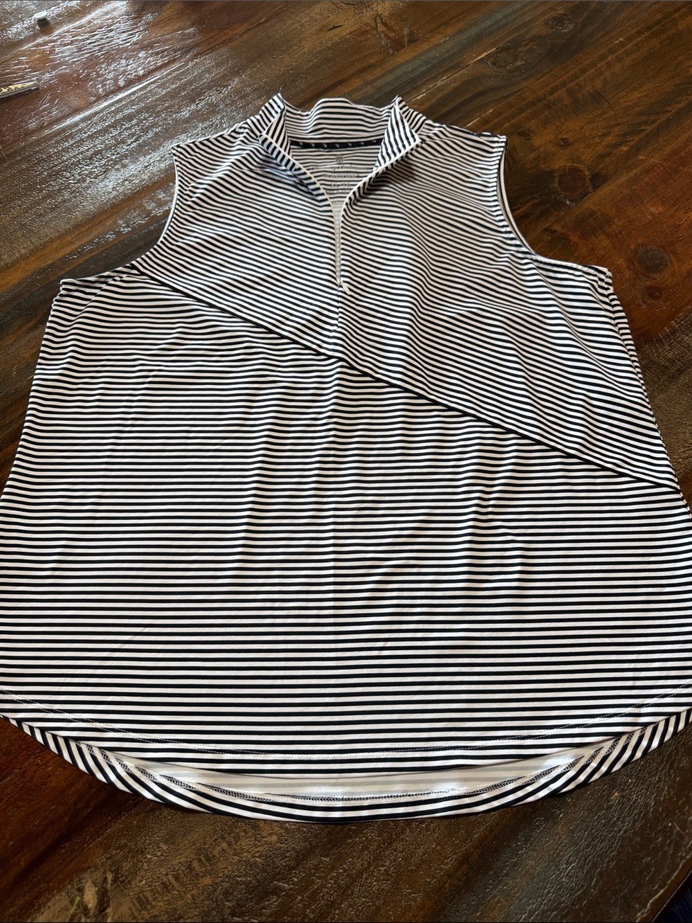 Tommy Bahama Black & White Striped Sleeveless Mock Neck Top - Picture 2 of 13